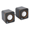2600 Series Speaker System, Two Speakers, Black/Orange, USB for Stereo Audio and Power, Output: 2x 3W, Decent Sound, Integrated rotary volume control, USB-C/USB-A Adapter, Cable 1.4m, Three Y