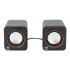 2600 Series Speaker System, Two Speakers, Black/Orange, USB for Stereo Audio and Power, Output: 2x 3W, Decent Sound, Integrated rotary volume control, USB-C/USB-A Adapter, Cable 1.4m, Three Y