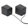 Manhattan 2600 Series Speaker System, Two Speakers, Black/Orange, USB for Stereo Audio and Power, Output: 2x 3W, Decent Sound, Integrated rotary volume control, USB-C/USB-A Adapter, Cable 1.4