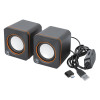 2600 Series Speaker System, Two Speakers, Black/Orange, USB for Stereo Audio and Power, Output: 2x 3W, Decent Sound, Integrated rotary volume control, USB-C/USB-A Adapter, Cable 1.4m, Three Y