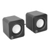 Manhattan 2600 Series Speaker System, Two Speakers, Black/Silver, USB for Stereo Audio and Power, Output: 2x 3W, Decent Sound, Integrated rotary volume control, USB-C/USB-A Adapter, Cable 1.4