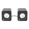 2600 Series Speaker System, Two Speakers, Black/Silver, USB for Stereo Audio and Power, Output: 2x 3W, Decent Sound, Integrated rotary volume control, USB-C/USB-A Adapter, Cable 1.4m, Three Y