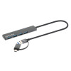 USB-C & USB-A Combo Dock/Hub, Ports (4): USB-A (x4), 5 Gbps (USB 3.2 Gen1 aka USB 3.0), USB powered (no external power supply required), Cable 25cm