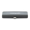Manhattan USB-C Travel Dock/Hub, Ports (x4): HDMI, USB-A, USB-C and 3.5mm audio, With Power Delivery (100W) to USB-C Port, Black/Space Grey, External Power Supply Not Needed, All Ports can be