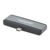 Manhattan USB-C Travel Dock/Hub, Ports (x4): HDMI, USB-A, USB-C and 3.5mm audio, With Power Delivery (100W) to USB-C Port, Black/Space Grey, External Power Supply Not Needed, All Ports can be