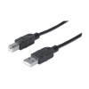 Manhattan USB-A to USB-B Cable, 1.8m, Male to Male, Black, 480 Mbps (USB 2.0), Hi-Speed USB, Lifetime Warranty, Equivalent to USB2HAB2M (except 20cm shorter).