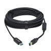 U328F-20M USB 3.2 Gen 1 Plenum-Rated Fiber Active Optical Cable (AOC) - 5 Gbps, (A to B M/M), Black, 20 m