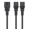 Power Cord/Cable Y-Splitter, C14 Male to 2x C13 Female (kettle lead), Monitor to CPU, 1.8m, 10A, Black, Powers two devices from one PDU, Lead, Lifetime Warranty
