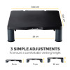 Fellowes Computer Monitor Stand with 3 Height Adjustments - Standard Monitor Riser with Cable Management - Ergonomic Adjustable Monitor Stand for Computers - Max Weight 27KG/Max Size 21" - Gr