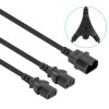 Power Cord/Cable Y-Splitter, C14 Male to 2x C13 Female (kettle lead), Monitor to CPU, 1.8m, 10A, Black, Powers two devices from one PDU, Lead, Lifetime Warranty