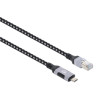 USB-C to Gigabit (10/100/1000 Mbps) Network Ethernet RJ45 Cable, Length 2m, Multi-Gigabit Ethernet, Black/Silver, Three Year Warranty