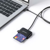 USB-C Contact Smart Card Reader with MicroSD slot, USB Type-C Male to Contact Reader Interface and microSDXC, Supports Windows, macOS and Linux, Reads SIM Cards with Adapter, Cable 1m, Black,