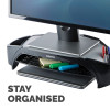 Fellowes Computer Monitor Stand with 3 Height Adjustments - Smart Suites Monitor Riser Plus with Storage Area - Ergonomic Adjustable Monitor Stand for Computers - Max Weight 10KG/Max Size 21"